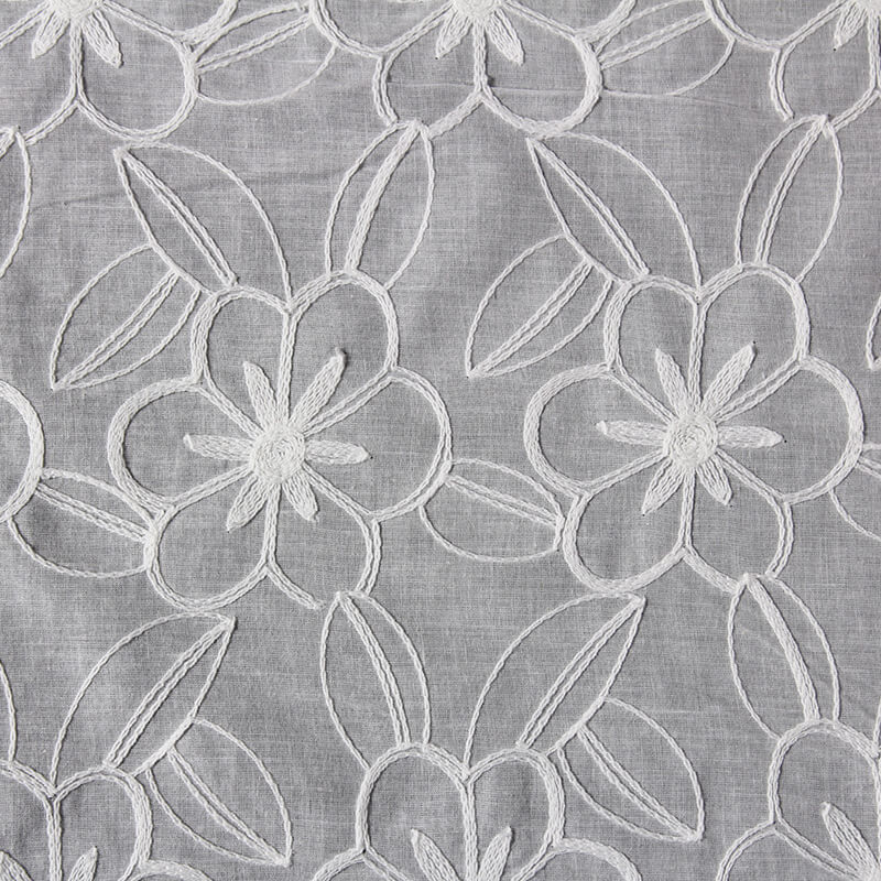 Chenille Dress White 100% Cotton Embroidered Fabric for Women's Wear W 10